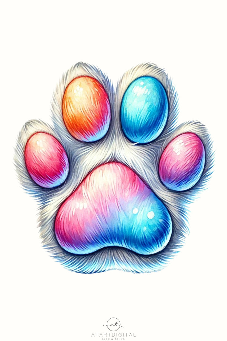 Colorful Dog Paw Print PNG | Animal Lover Sublimation for Dog Lovers, Digital Downloads & Gift Ideas