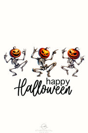 Dancing Skeletons & Pumpkin Head, Funny Halloween Designs for Kids, Moms, and Dads, Sublimation PNG, Happy Halloween Digital Download