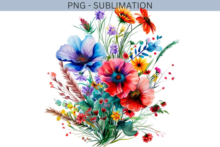Wildflower Bouquets Spring PNG Sublimation, Transparent Sticker