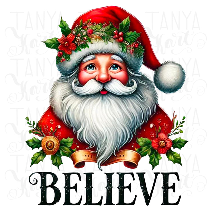 Retro Christmas Santa PNG, Believe Digital Download, Santa Face Sublimation Design, Vintage Christmas, Merry Christmas Digital Print