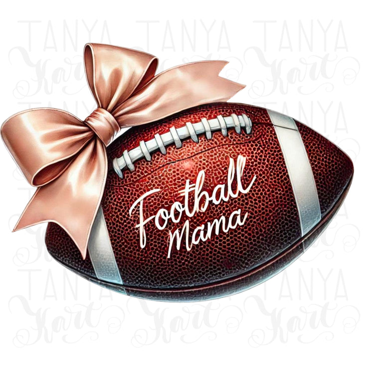 Football Mama PNG & Coquette Bow, Preppy Football Shirt Design, Instant Download Sports, Coquette Football, Girly Shirt, Sweatshirt Designs