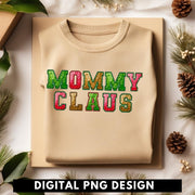 Mama Claus Design for Holiday Sweatshirt, Sequin Letters Mama Claus for Shirt