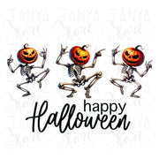 Dancing Skeletons & Pumpkin Head, Funny Halloween Designs for Kids, Moms, and Dads, Sublimation PNG, Happy Halloween Digital Download