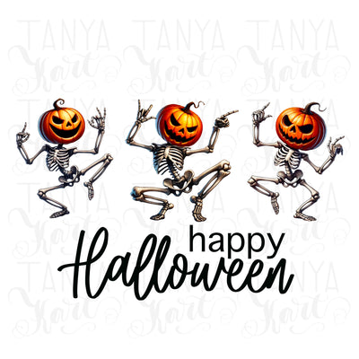 Dancing Skeletons & Pumpkin Head, Funny Halloween Designs for Kids, Moms, and Dads, Sublimation PNG, Happy Halloween Digital Download