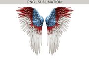 Patriotic Angel Wings PNG Sublimation Design | Independence Day Shirt Design