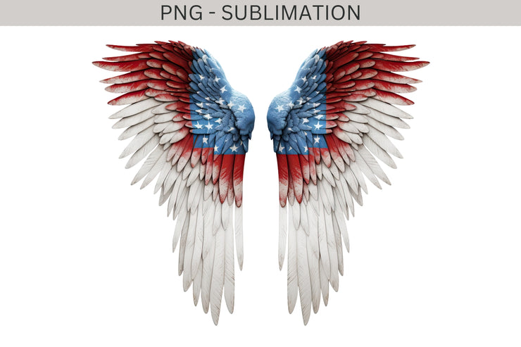 Patriotic Angel Wings PNG Sublimation Design | Independence Day Shirt Design