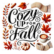 Cozy Up for Fall, Fall Vibes Digital Print, Retro Autumn Leaves PNG Design, Cozy Fall Shirt Design, Sublimation PNG for Tshirt & Card Making