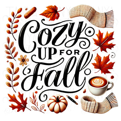 Cozy Up for Fall, Fall Vibes Digital Print, Retro Autumn Leaves PNG Design, Cozy Fall Shirt Design, Sublimation PNG for Tshirt & Card Making