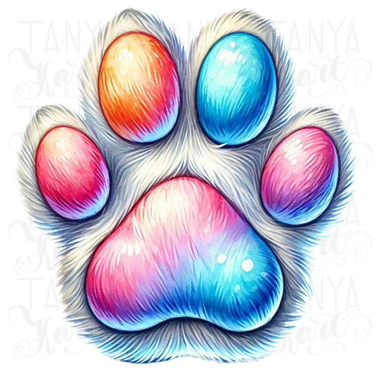 Colorful Dog Paw Print PNG | Animal Lover Sublimation for Dog Lovers, Digital Downloads & Gift Ideas