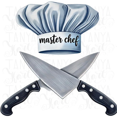 Master Chef, Knife PNG, Logo Design, Digital Print, Sublimation PNG for T-Shirts & Cards, Kitchen Quote, Chef Design, Funny PNG for Crafting