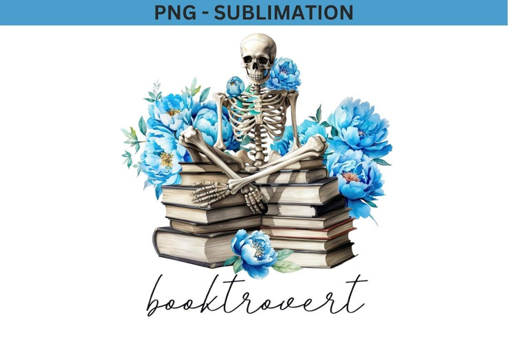 Booktrovert Skeleton Floral Book PNG