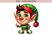 Christmas Elf Sublimation PNG | Digital Download for Card Making, T-Shirts, and Merry Christmas Designs