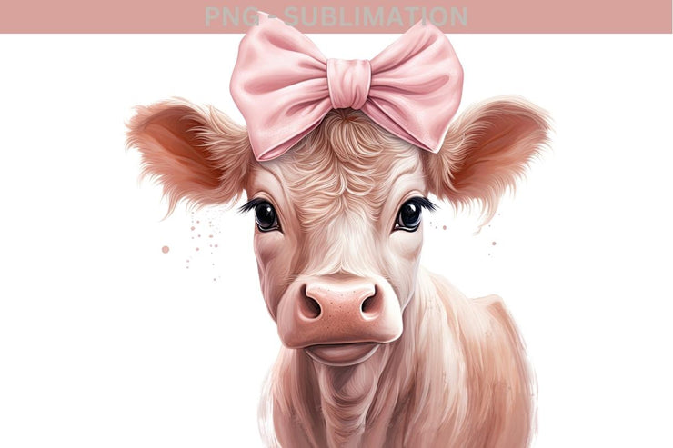 Little Pink Cow PNG: Digital Download for Sublimation