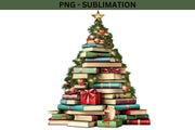 Christmas Book Tree PNG Sublimation Design