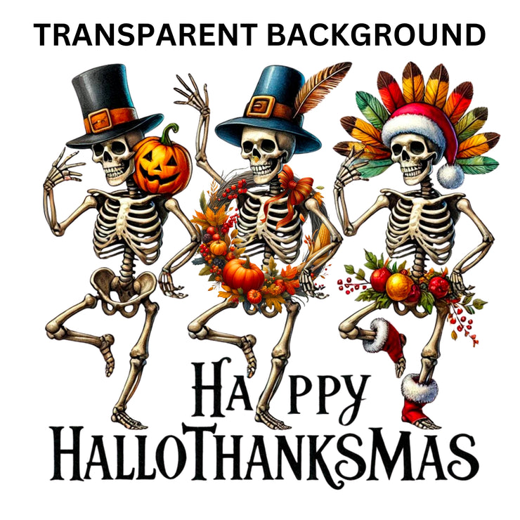 Halloween PNG Designs, Instant Download for Crafting, Transparent Printables, Skeleton & Mouse Graphics, Happy Hallothanksmas, Town