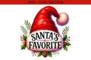 Santa's Favorite, Retro Santa Hat PNG for Cozy Christmas, Sublimation Design, Holiday Sublimation, Fun & Cozy Season Design