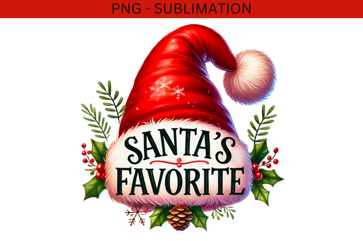 Santa's Favorite, Retro Santa Hat PNG for Cozy Christmas, Sublimation Design, Holiday Sublimation, Fun & Cozy Season Design