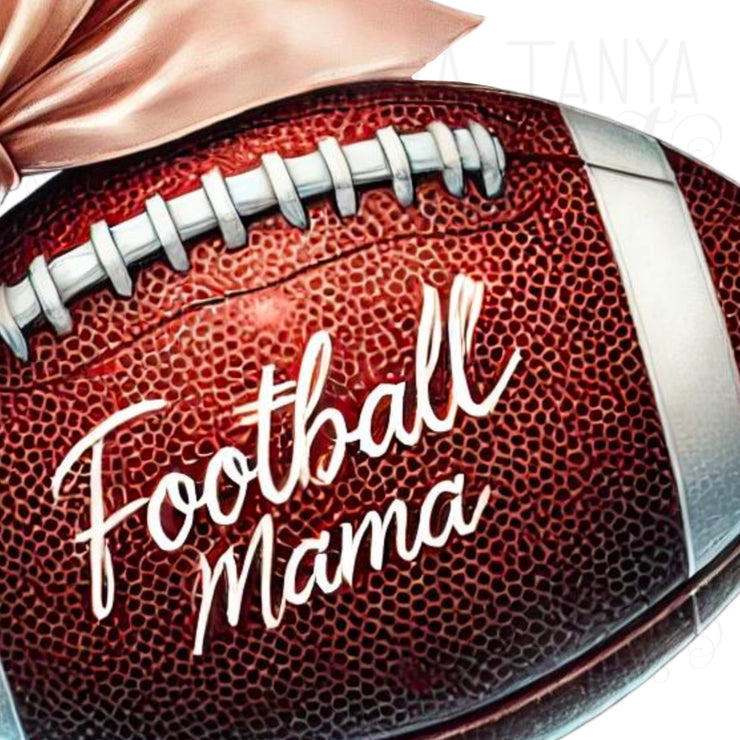 Football Mama PNG & Coquette Bow, Preppy Football Shirt Design, Instant Download Sports, Coquette Football, Girly Shirt, Sweatshirt Designs