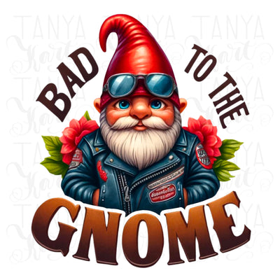 Bad to the Gnome PNG, Motorcycle Rider Graphic, Gnome Biker Sublimation for Tshirt Designs, Motorcycle Gnome Print for Crafting Projects