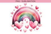 Rainbow Heart PNG Printable Artwork, Valentine Gift Ideas