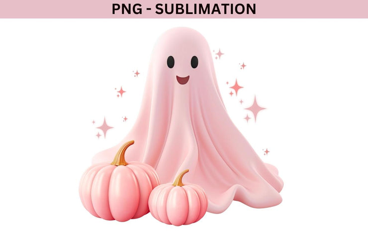 Retro Halloween Pink Pumpkin Ghost