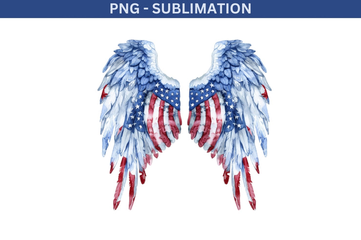 Angel Wings Fourth of July, PNG Digital File, Instant Download