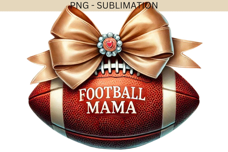 Football Mama Bow PNG, Game Day Vibes, Preppy Coquette Football, Football Team PNG, Fall Game Day Decor