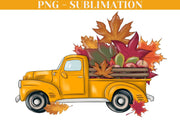 Yellow Fall Truck Png Digital Download for Sublimation