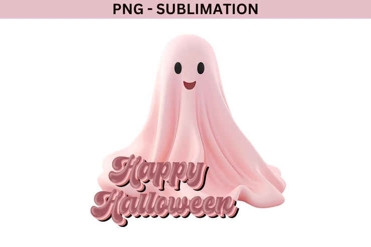 Retro Pink Halloween Ghost Art