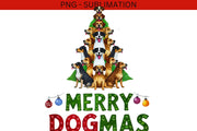 Merry Dogmas, Sublimation Digital Download, Dog Christmas Design, Christmas Puppies, Transparent PNG for Card Making, Shirt Design, Tshirt