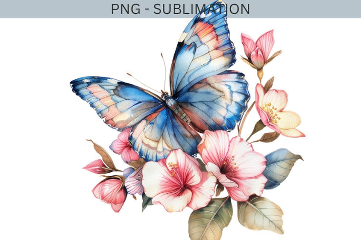 Floral Butterfly PNG, Digital Print for Tshirt Sublimation, Watercolor Butterfly