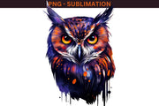Purple Owl PNG Sublimation Instant Download