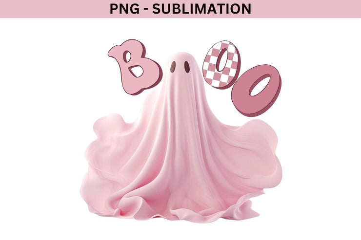 Cute Pink Halloween Ghost Digital Design