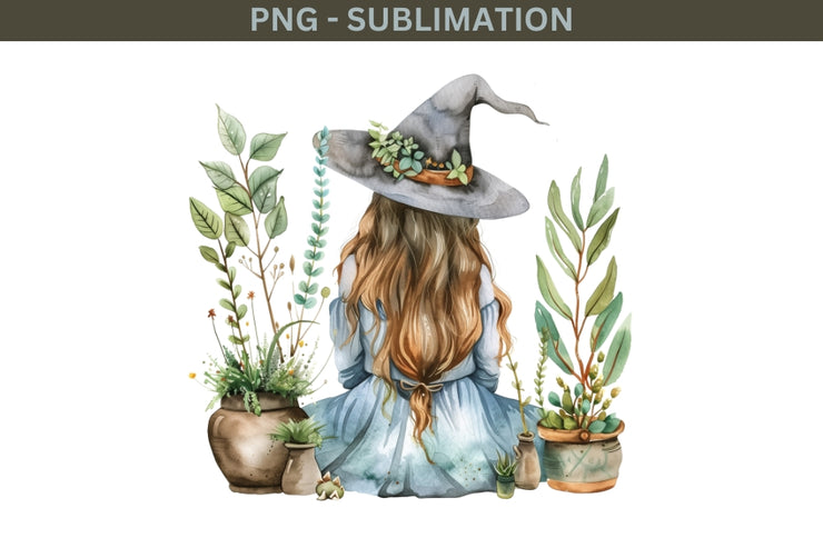 Plant Witch Printable Artwork, Digital Design Downloads for Plant Lovers