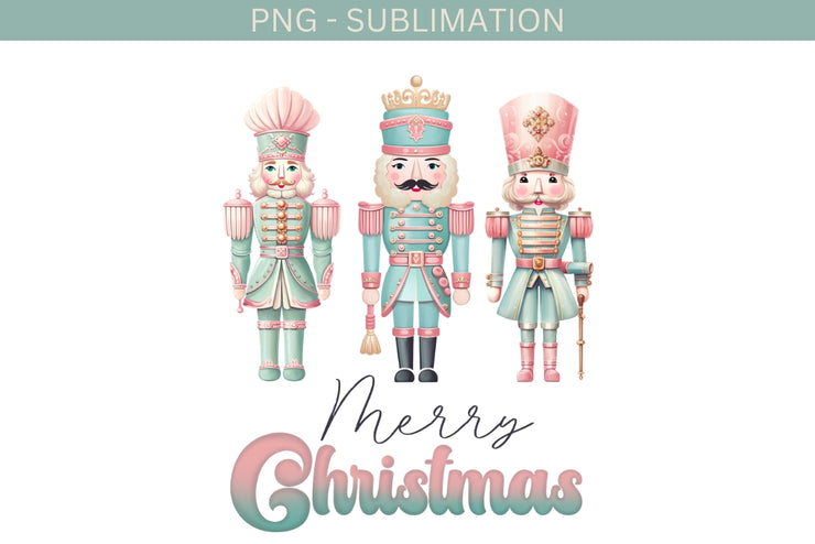 Blue Christmas Nutcracker PNG, Pastel Winter Graphics for T-Shirts, Mugs, Pillows