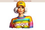Rainbow Girl, Printable Art, Unique Girl Sublimation Design, Love is Love Instant Download
