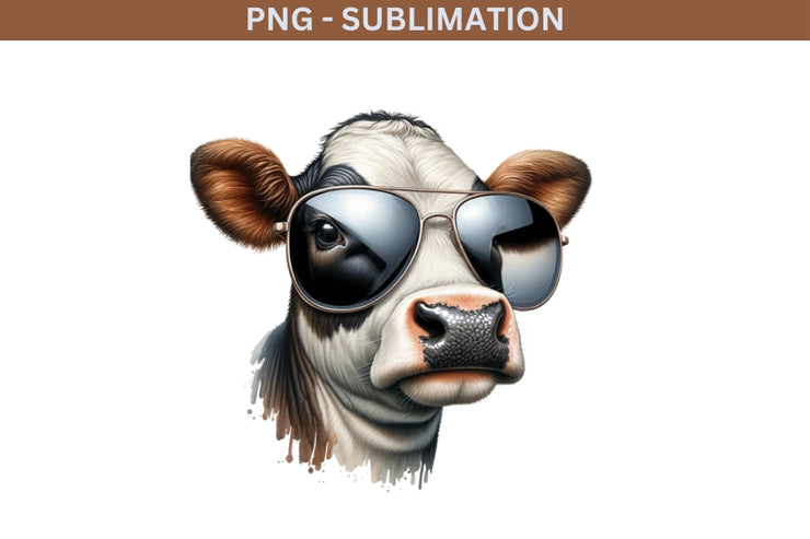 Cow in Glasses | Farm Animals PNG | Country