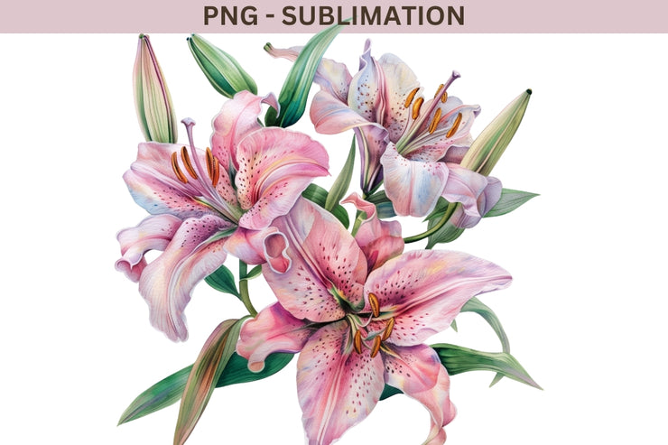 Lily PNG Digital Image, Flower Graphics & Downloadable Print