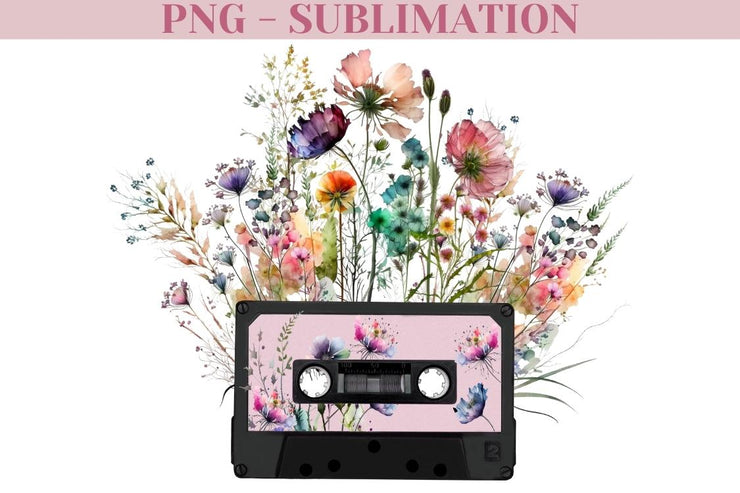 Retro Music Tape PNG Digital Download | Wildflowers Png