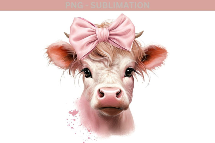 Little Pink Cow PNG Digital Download for Sublimation