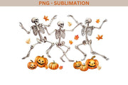 Skeleton Graphic PNG: Dancing Autumn Skeletons