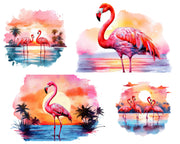 Flamingo Beach Sunset Clipart
