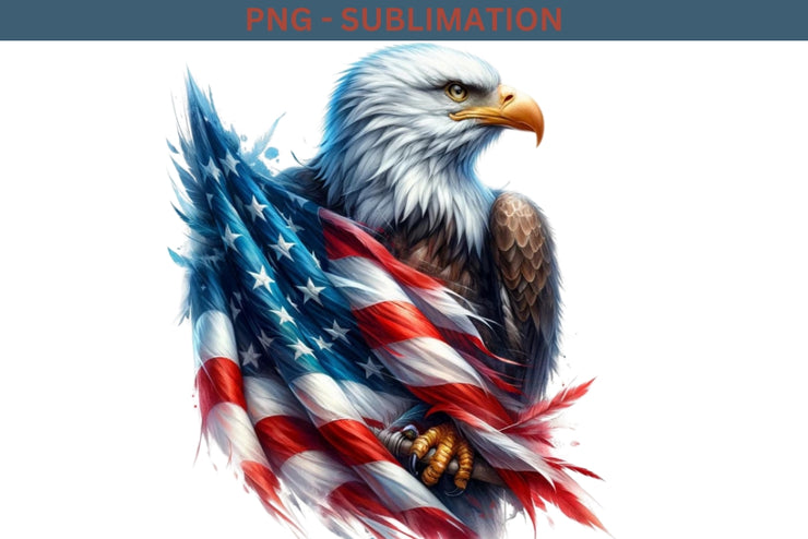 Patriotic Eagle Sublimation Design, 4th of July Digital Art