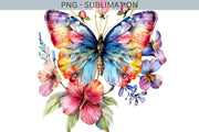 Floral Butterfly PNG, Spring Sublimation Graphics, Printable Butterfly Art