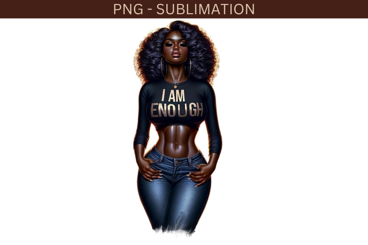 I Am Enough, Digital Wall Art, Stickers, Black Woman Pngs, Instant Download