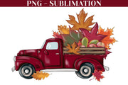 Red Fall Truck Png Digital Download for Sublimation