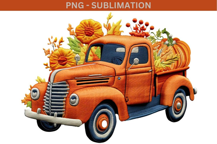 Fall Truck with Pumpkins PNG