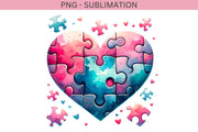 Watercolor Valentine, Heart Puzzle, Digital Download