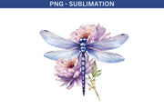 Dragonfly Floral Printable Artwork, Digital Downloads for Sublimation Designs