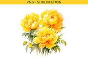 Yellow Peonies PNG Digital Download